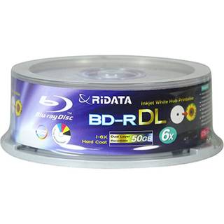 Ridata Blu Ray Disc 50GB 6x White Inkjet Printbar BD-R DL 25 Pack