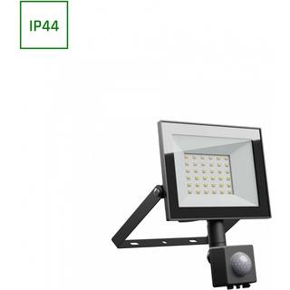 Noctis Lux lyskaster 30W - neutral hvid, 230V, IP44, 141x185x53mm, sort, PIR sensor