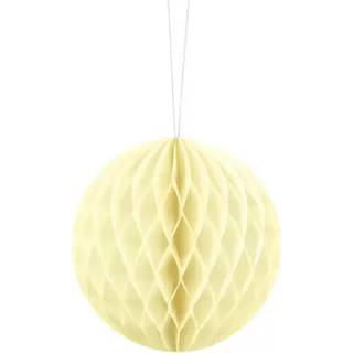 1 stk. Honeycomb kugle i creme farve, diameter ca. 10 cm, genanvendelig med klipsmontering