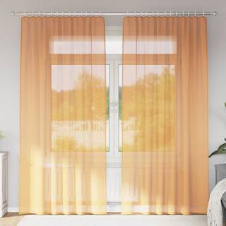 Voile-Gardiner Med Øskner Orange - med løkker / 140 x 245 cm