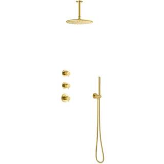 Damixa Silhouet XS 2 brusesystem med brusehoved til loftudtag i børstet messing pvd