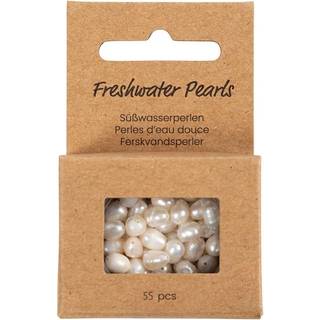 Gennemborede ferskvandsperler, 4-6 mm, 55 stk.