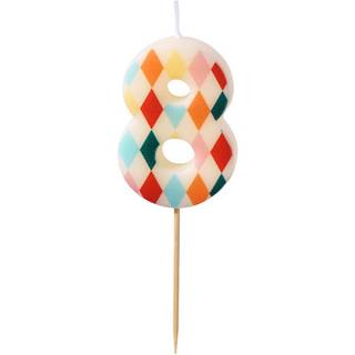 1 stk. Fødselsdagslys Nummer 8 Blandede Farver – Festlig glød til enhver fødselsdagskage
