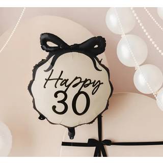 1 stk. Happy 30 Folieballon 47,5x45 cm – til helium og luft, inkl. sugerør