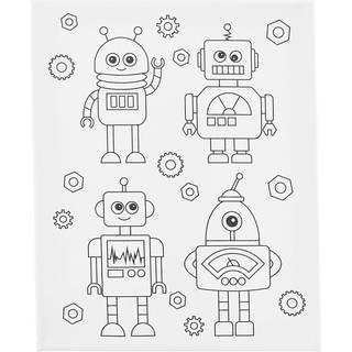 Malerlærred med robotmotiv, 24x30 cm, 1,6 cm tykkelse