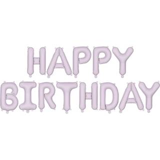 Folieballon Happy Birthday Pastel Lilla 14” – Festlig Fødselsdagspynt Nem Opsætning