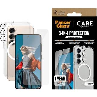 CARE by PanzerGlass Samsung Galaxy S25 3-i-1 FLAGSHIP Bundle - Cover / Skærmbeskyttelse (UWF) / Kamerabeskyttelse - Gennemsigtig