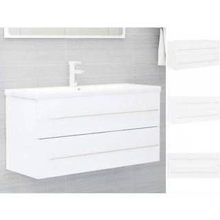 vaskeskab med indbygget håndvask konstrueret træ hvid