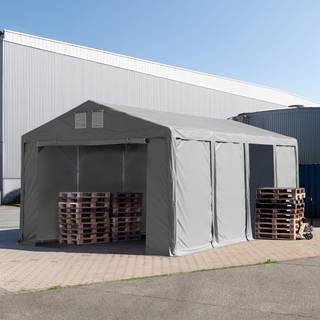 5x8m PVC lagertelt, grå, med bundramme, uden statikpakke - (79801)