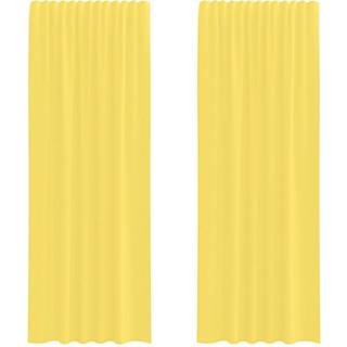 Voile-Gardiner Med Øskner Gul - med løkker / 140 x 260 cm