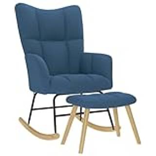 gyngestol med fodskammel stof blå