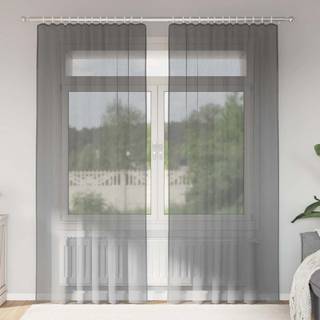 voile-gardiner med løkker 2 stk. 140x245 cm mørkegrå