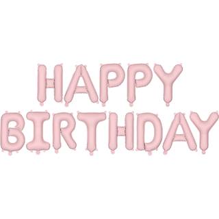 Folieballon Happy Birthday Pastelrosa 14" - Festlig Dekoration til Fødselsdag 35 cm