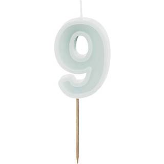 1 stk. Fødselsdagslys Nummer 9 i Lys mint – Cirka 6 cm Højt, Perfekt til Festlige Kager