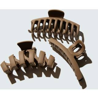 Medium Claw Hair Clips, 3-Pack, Coffee