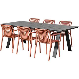 New York bord med 6 Messina stole - terracotta (På lager i varehus)