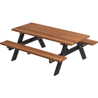 Plus bord/bænkesæt 42mm sort ral9005 thermowood planke, stel grundmalet 155x71x177cm