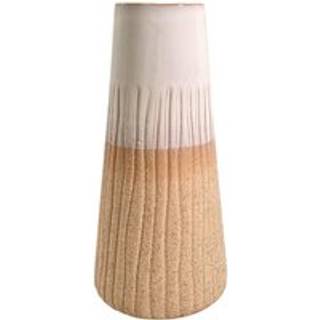 Glazed White And Terracotta Etched Vase