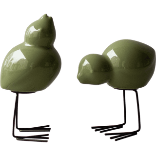 Dbkd Swedish Bird Dekoration 2-pak Shiny Green - Påskdekorationer Keramik Grøn - 20006SG