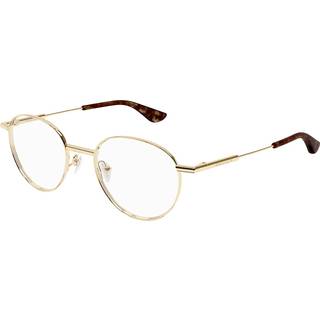Alexander McQueen Unisex Alexander McQueen AM0502O 002 Optiske stel Metal Guld Transparent Rund