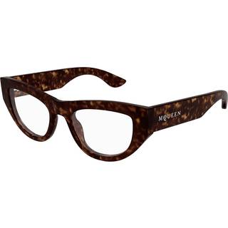 Alexander McQueen Kvinde AM0512O 002 Optiske stel Acetat Havana Transparent Cat Eye