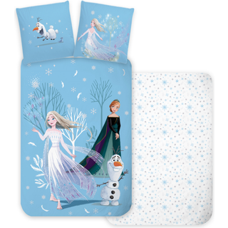 Frost sengetøj til junior - Vendbart design med Anna og Elsa - 100x140 cm - Sengesæt i 100% Blødt bomuld