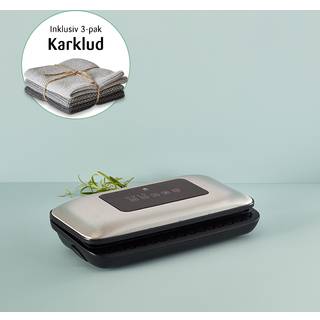 Holm vakuummaskine sort + Karklude strik 3 stk 25x25 cm grå