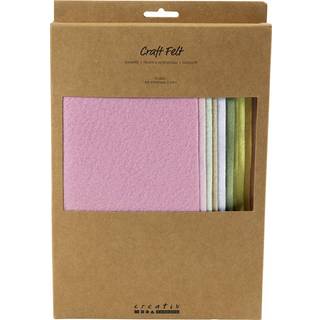 Hobbyfilt, A4, ark 210x297 mm, tykkelse 2 mm, pastelfarver, 10 stk./ 1 pk.