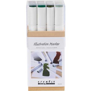 Illustration Marker 1+8 mm, Naturfarver, 12 stk.