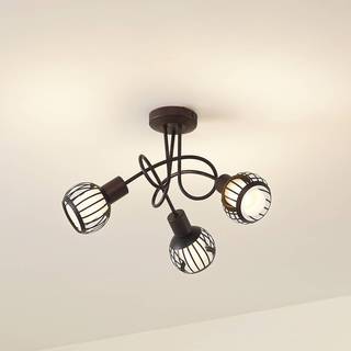 Loftslampe Solm Lindby, dæmpbar, Brun/rust, Stue/spisestue, Metal, Herregårds/rustik