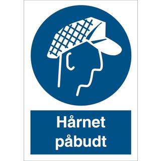 Hårnet påbudt - Selvklæbende vinyl - 297 x 210 mm