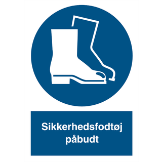 Sikkerhedsfodtøj påbudt - Selvklæbende vinyl - 210 x 148 mm