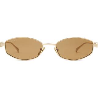 Gucci Kvinde GG1802S 005 Solbriller Metal Guld Brun Rund
