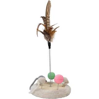 Kattelegetøj med fjeder og fjer