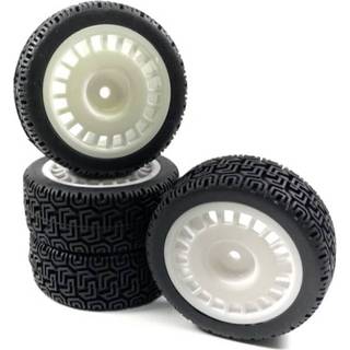 Absima - 2510063 - 1/10 Rallydæk limet på Rally fælge - hvide - 4 stk