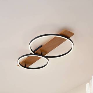 Lindby LED-loftlampe Galad, sort, træ, 2 lyskilder, 75 cm