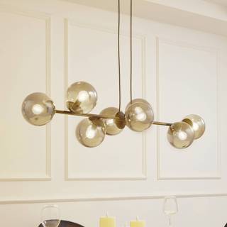 Glas hængelampe Isamer Lindby, dæmpbar, Sort, Stue/spisestue, Metal, Moderne