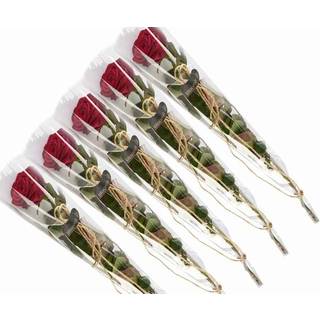 5 elegante røde roser, gavepakket