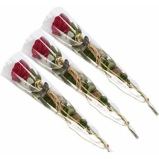3 elegante røde roser, gavepakket