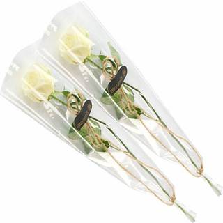 2 elegante hvide roser, gavepakket