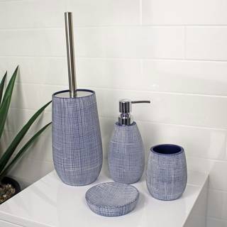 Showerdrape Showerdrape Set of 4 Navy Denim Bathroom Accessory