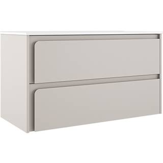 Tvättställsskåp Clarte Beige Matt 100 cm med Handfat Vit Blank