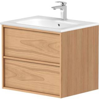 Tvättställsskåp Ekskär Ekfaner Spring Matt 60 cm med Handfat Vit Blank