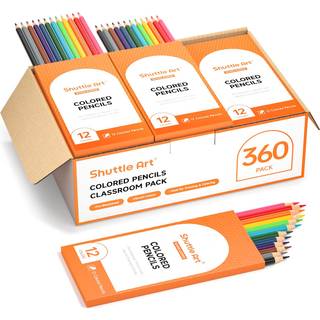 Shuttle Art 360 PCS Farvede blyanter Bulk 12 Assorterede farver Pakning med 30 break-resistente pr?-sk?rpede farvede blyanter til b?rn Bulk Pack