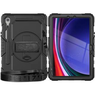 Samsung Galaxy Tab S9 Håndværker Bagside Cover m. Beskyttelsesfilm, Håndholder & Skulderstrop - Sort