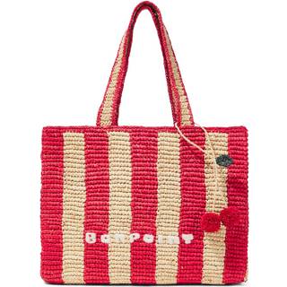 Bonpoint Esma striped raffia tote bag - red - One Size