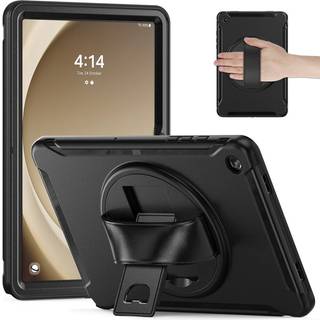 Samsung Galaxy Tab A9+ (Plus) Håndværker Bagside Cover m. Håndholder & Kickstand - Sort