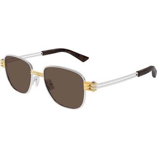 Bottega Veneta Unisex BV1380S 001 Solbriller Metal Sølv Brun Firkantet