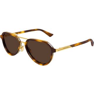 Bottega Veneta Unisex Bottega Veneta BV1373S 002 Solbriller Acetat Havana Brun Pilot