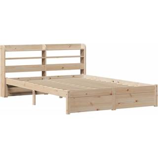 Sengeramme Med Sengegavl Massivt Fyrretræ - Brun / 150 x 200 cm
